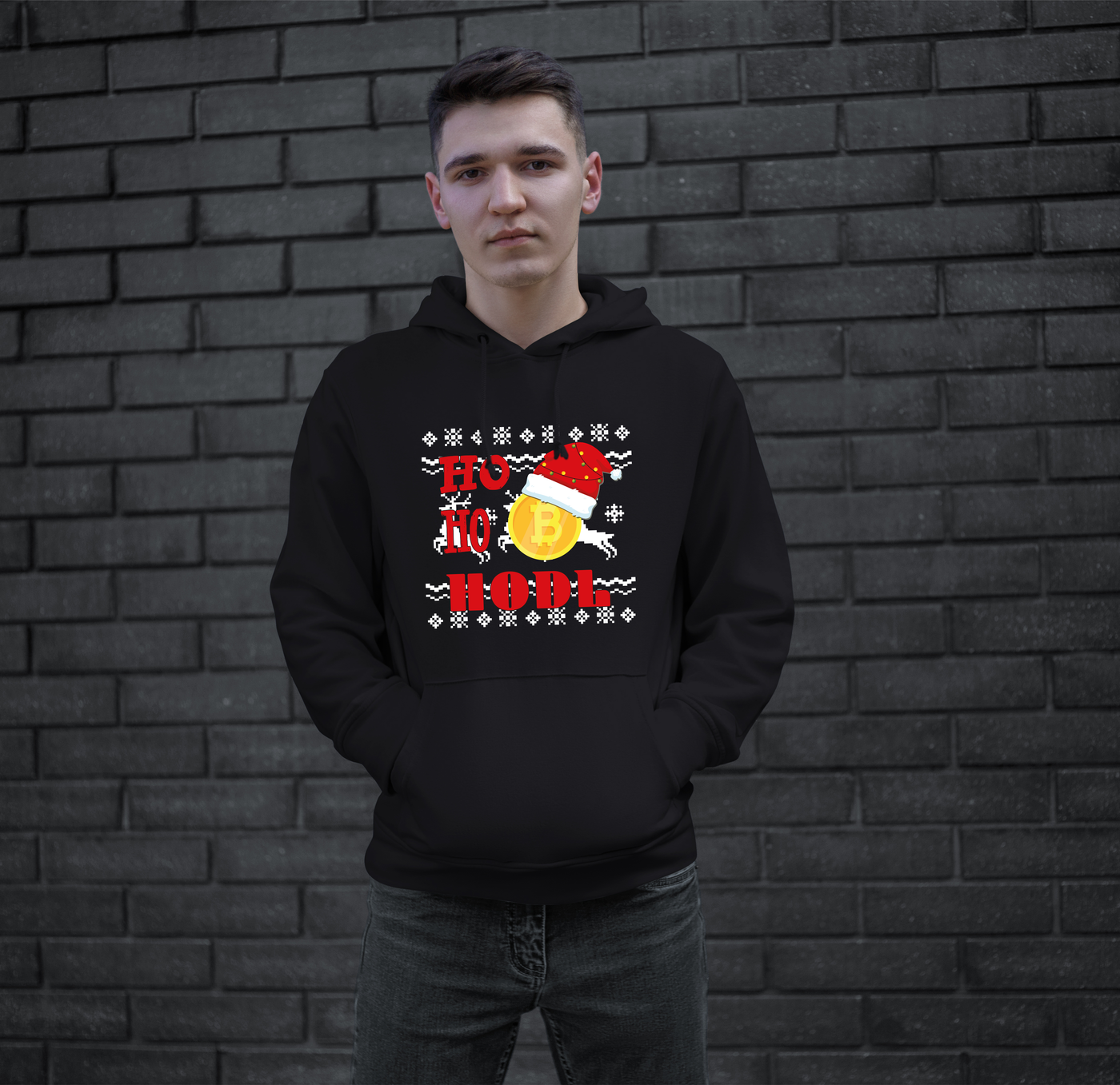 Hoodie - Bitcoin Ho Ho HODL Weihnachtspullover