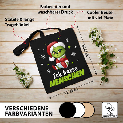 Baumwolltasche - Baby Grinch - Ich hasse Menschen