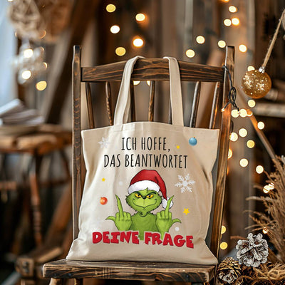 Baumwolltasche - Grinch - Ich hoffe, das beantwortet Deine Frage (Mittelfinger)