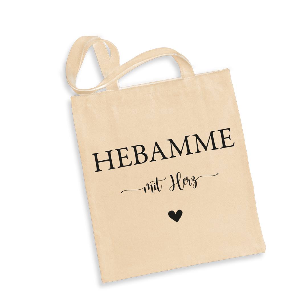 Baumwolltasche - Hebamme mit Herz