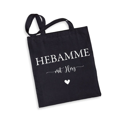 Baumwolltasche - Hebamme mit Herz