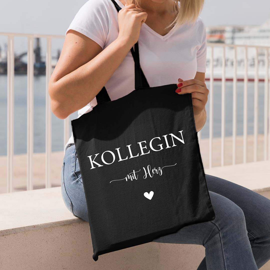 Baumwolltasche - Kollegin mit Herz