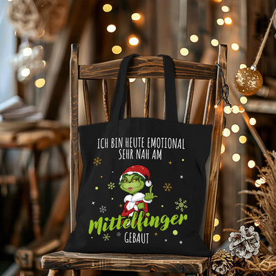 Baumwolltasche - Miss Grinch - Ich bin heute emotional sehr nah am Mittelfinger gebaut