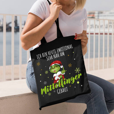 Baumwolltasche - Miss Grinch - Ich bin heute emotional sehr nah am Mittelfinger gebaut