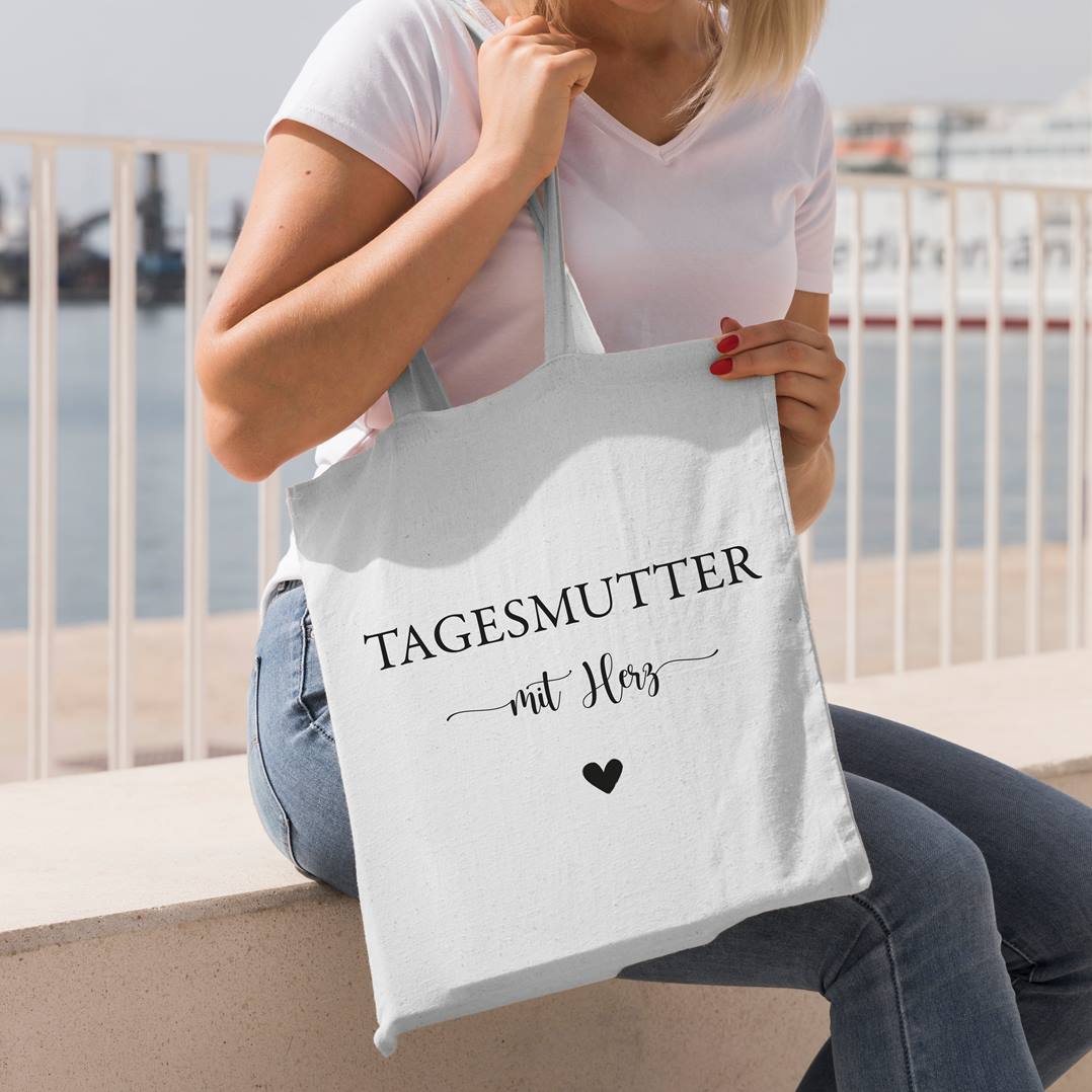 Baumwolltasche - Tagesmutter mit Herz