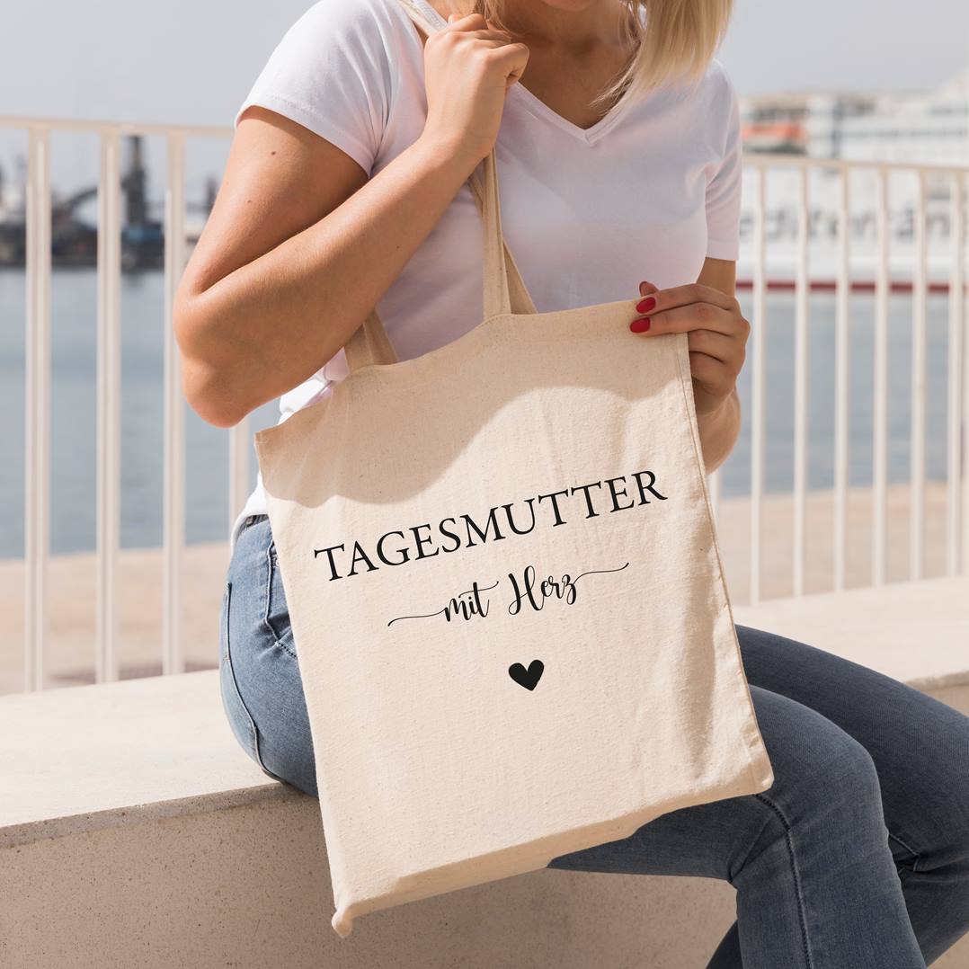 Baumwolltasche - Tagesmutter mit Herz