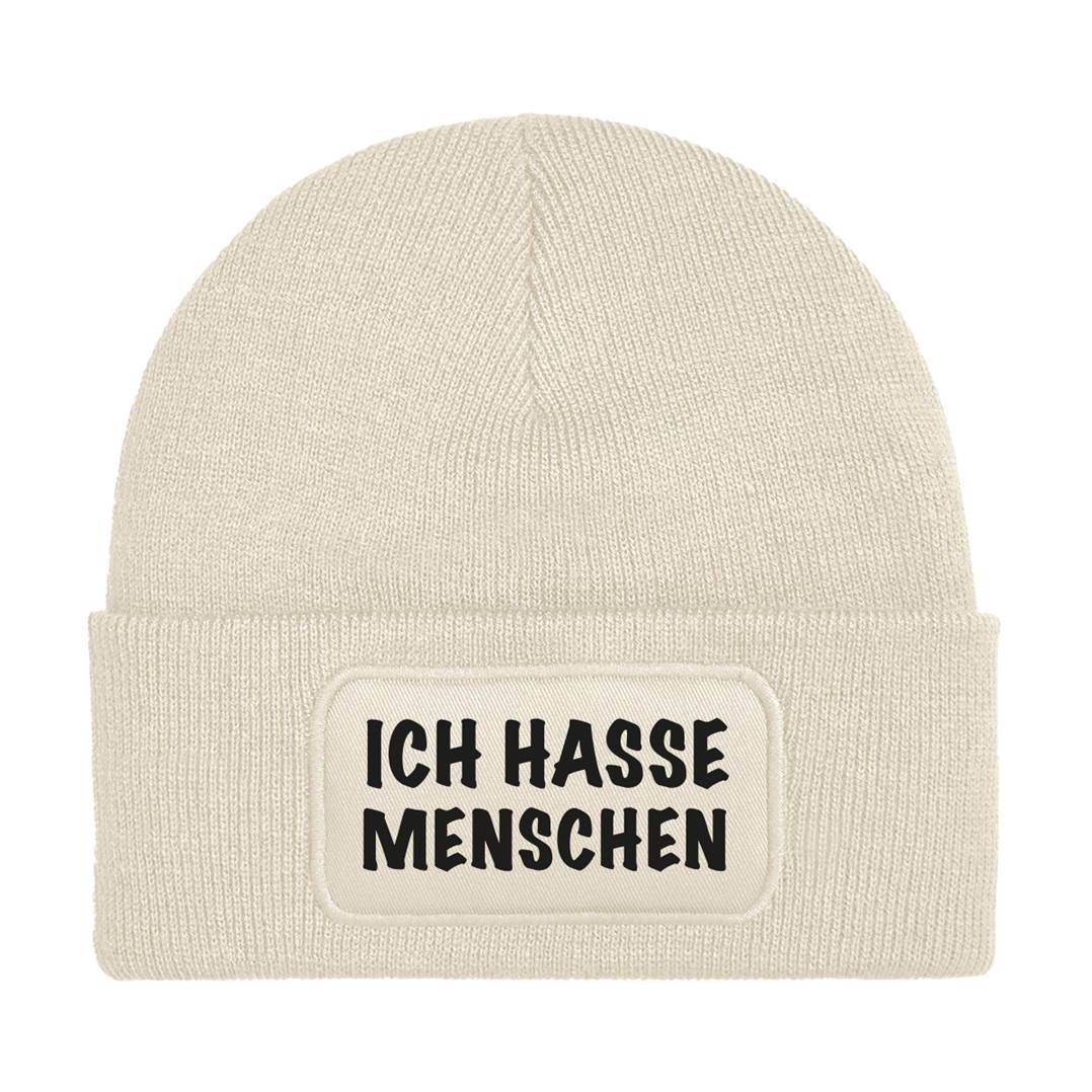 Beanie Mütze - Ich hasse Menschen - V2 (Schriftzug)