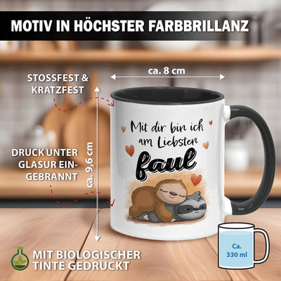 Faultier Tasse - Mit dir bin ich am liebsten faul - V2 (LH)