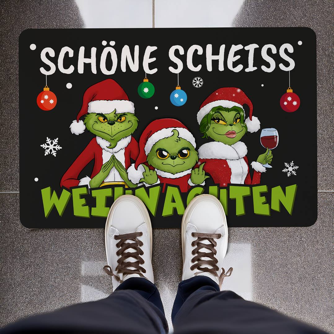 Fußmatte - Grinch Family - Schöne scheiß Weihnachten