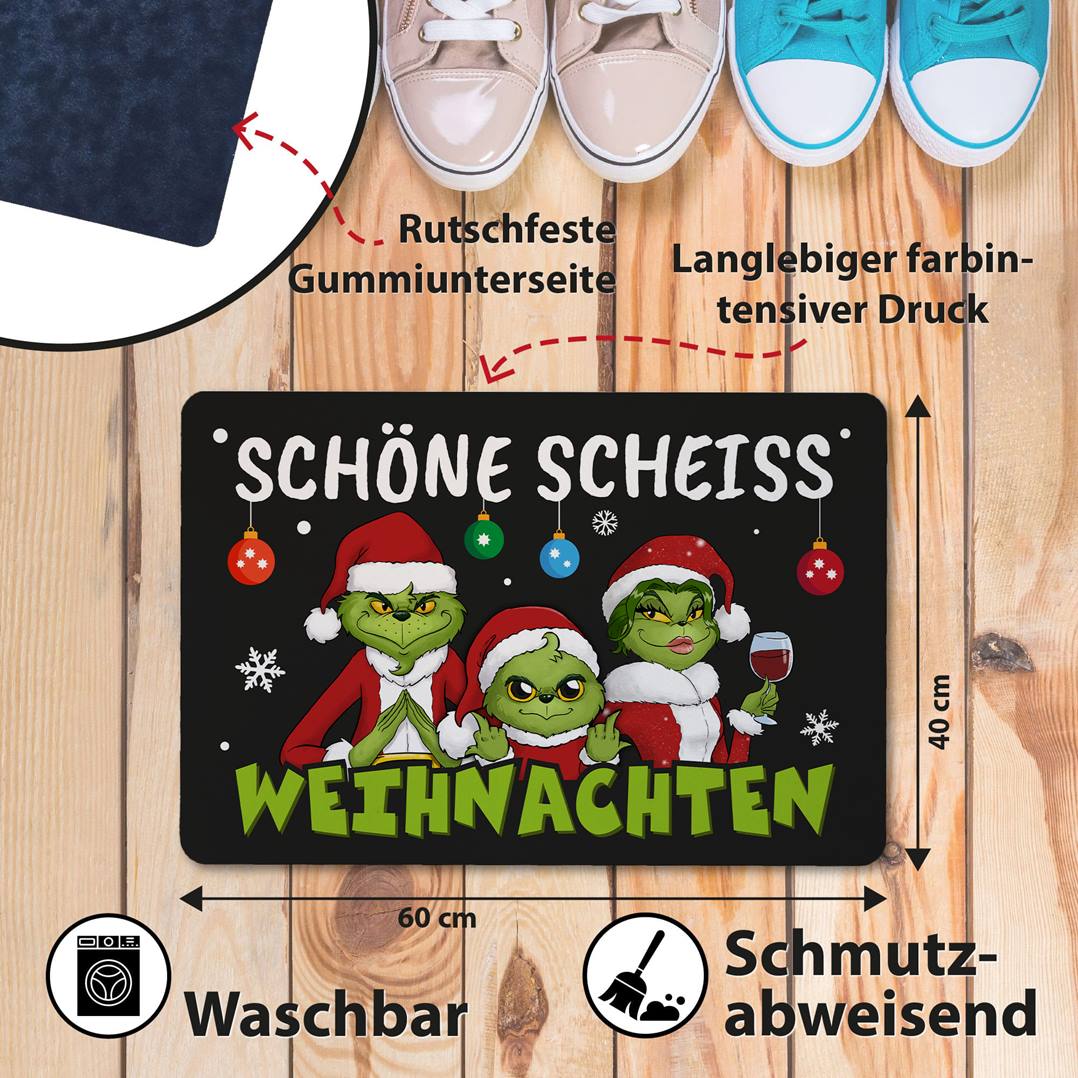 Fußmatte - Grinch Family - Schöne scheiß Weihnachten