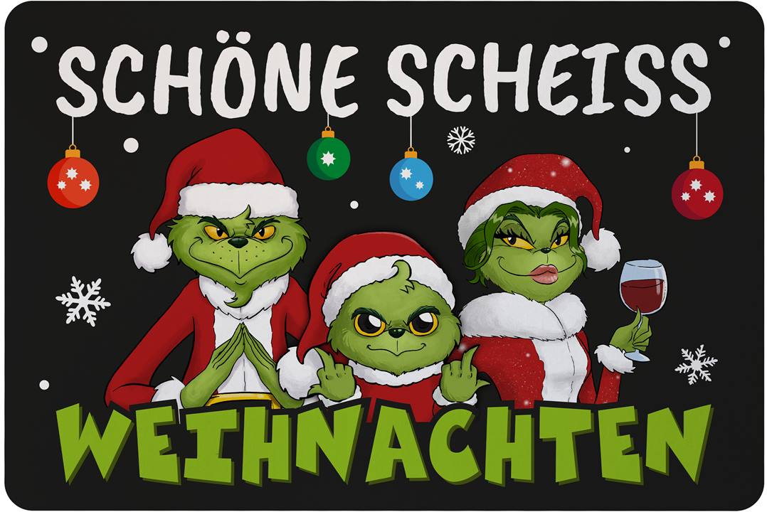 Fußmatte - Grinch Family - Schöne scheiß Weihnachten