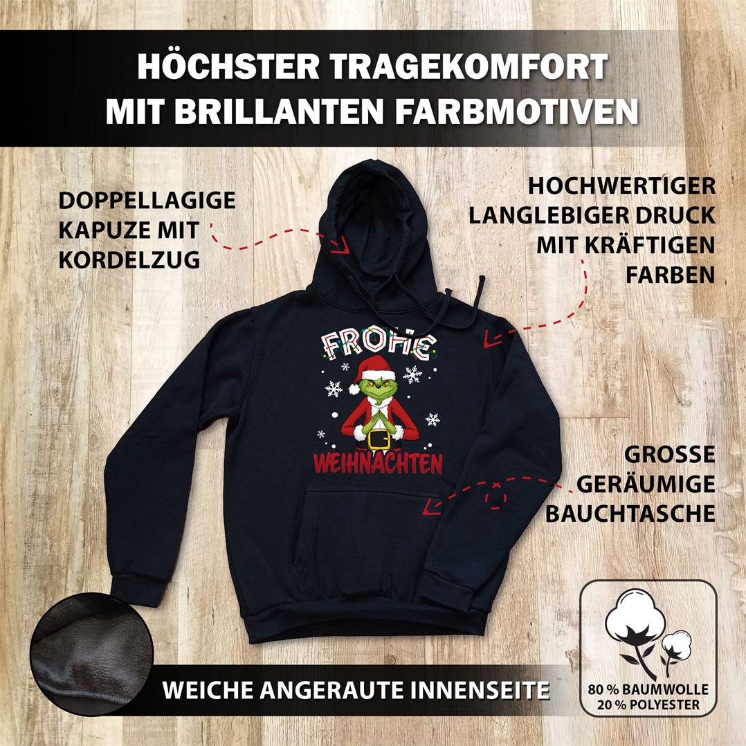 Hoodie - Grinch - Frohe Weihnachten