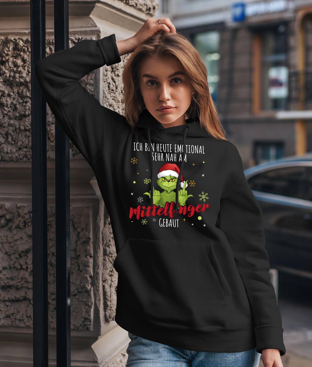 Hoodie - Grinch - Ich bin heute emotional sehr nah am Mittelfinger gebaut. (LH)