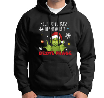 Hoodie - Grinch -  Ich hoffe, dass beantwortet Deine Frage (Mittelfinger)