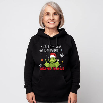 Hoodie - Grinch -  Ich hoffe, dass beantwortet Deine Frage (Mittelfinger)