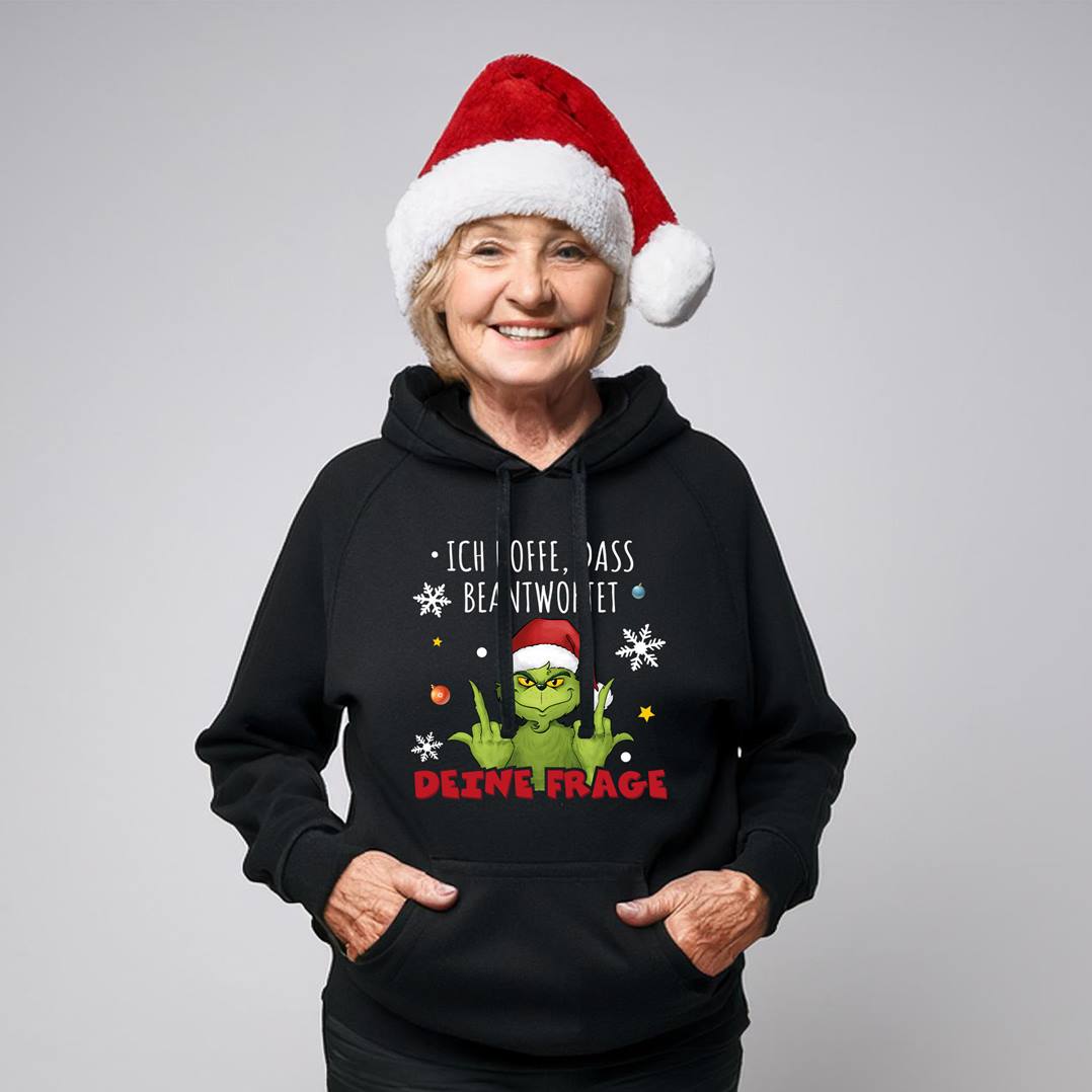 Hoodie - Grinch -  Ich hoffe, dass beantwortet Deine Frage (Mittelfinger)