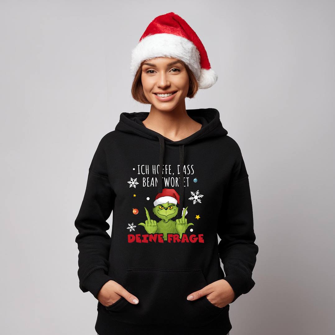 Hoodie - Grinch -  Ich hoffe, dass beantwortet Deine Frage (Mittelfinger)