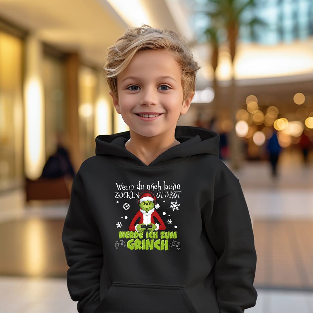 Hoodie Kinder - Wenn Du mich beim Zocken störst, werde ich zum Grinch