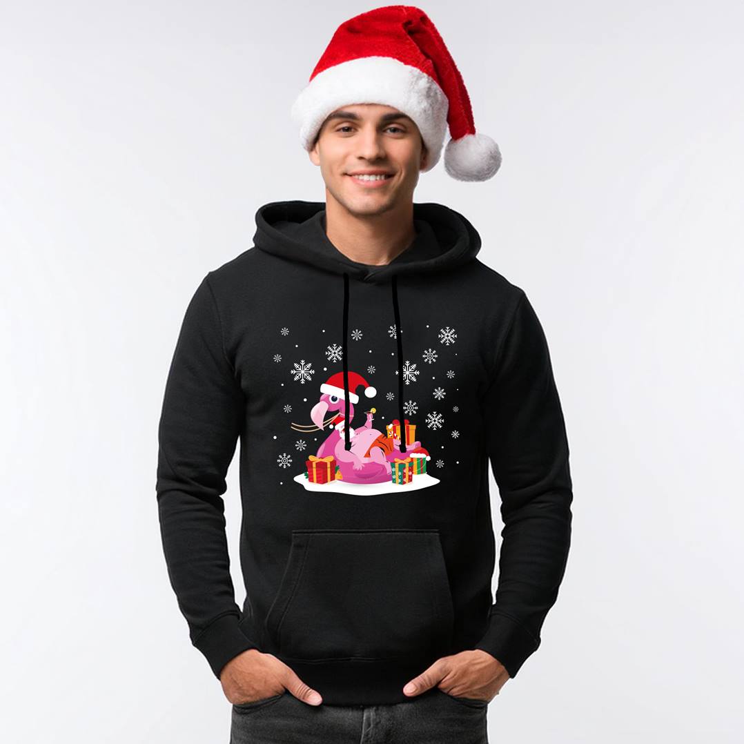 Hoodie - Weihnachtsmann im Flamingo-Schwimmring