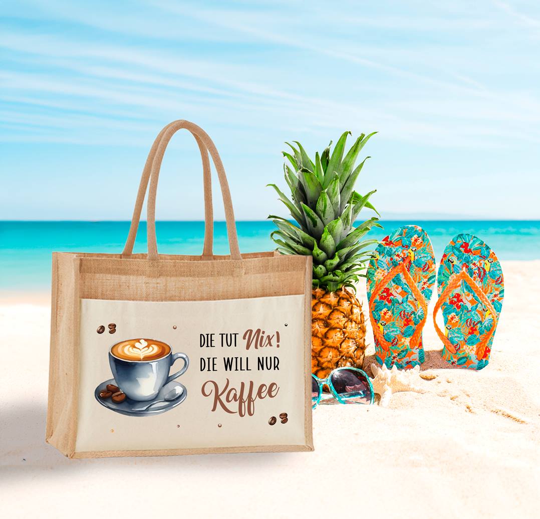 Jutetasche - Die tut nix! Die will nur Kaffee.