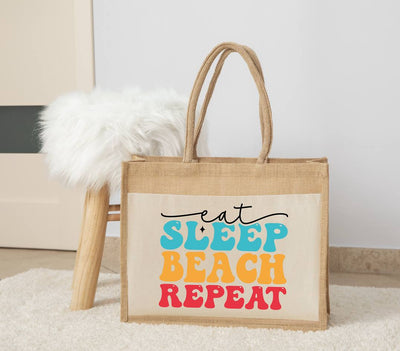 Jutetasche - Eat Sleep Beach Repeat