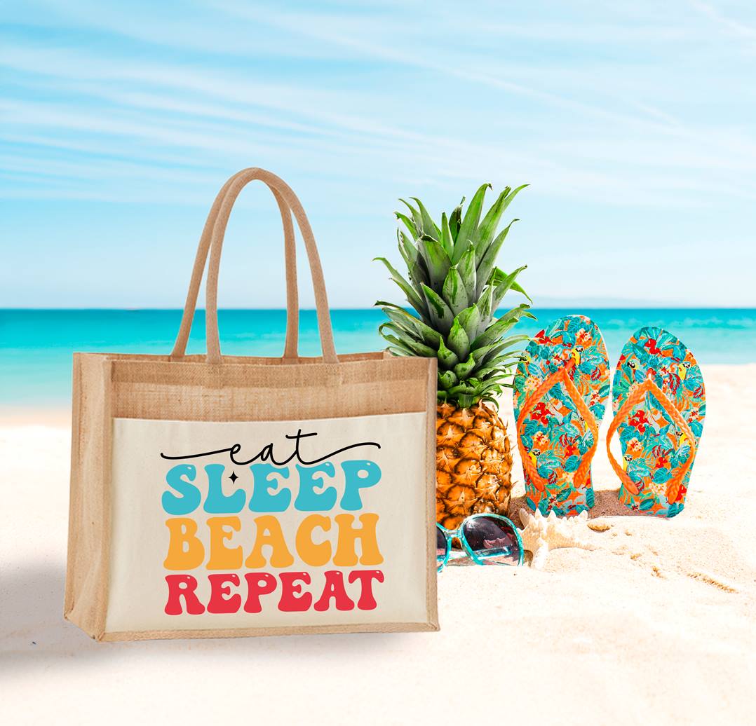 Jutetasche - Eat Sleep Beach Repeat