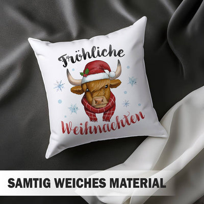 Kissen - Fröhliche Weihnachten (Schottisches Hochlandrind)