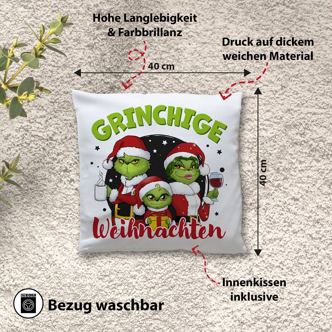 Kissen - Grinch Family - Grinchige Weihnachten