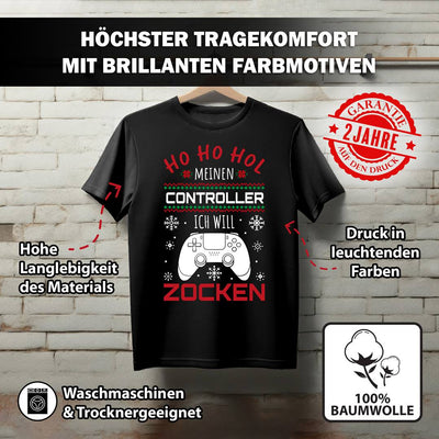 T-Shirt Damen - Ho Ho Hol meinen Controller, ich will zocken