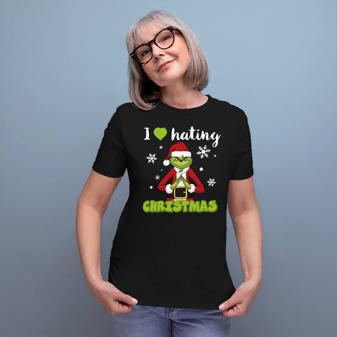 T-Shirt Damen - Grinch - I love hating Christmas