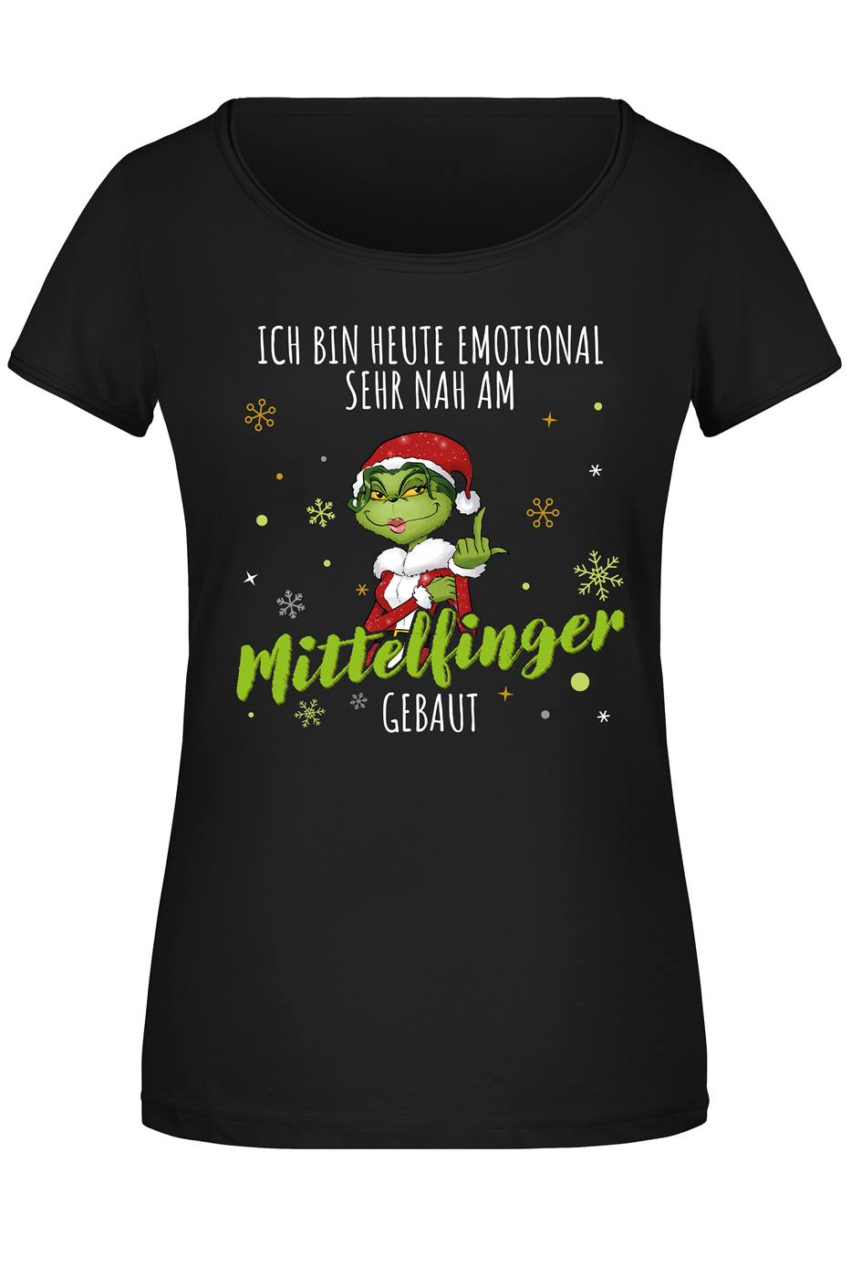 T-Shirt Damen - Miss Grinch - Ich bin heute emotional sehr nah am Mittelfinger gebaut (LH)