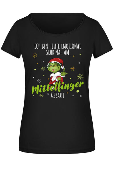 T-Shirt Damen - Miss Grinch - Ich bin heute emotional sehr nah am Mittelfinger gebaut (LH)