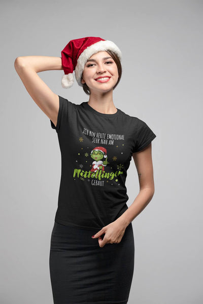 T-Shirt Damen - Miss Grinch - Ich bin heute emotional sehr nah am Mittelfinger gebaut (LH)