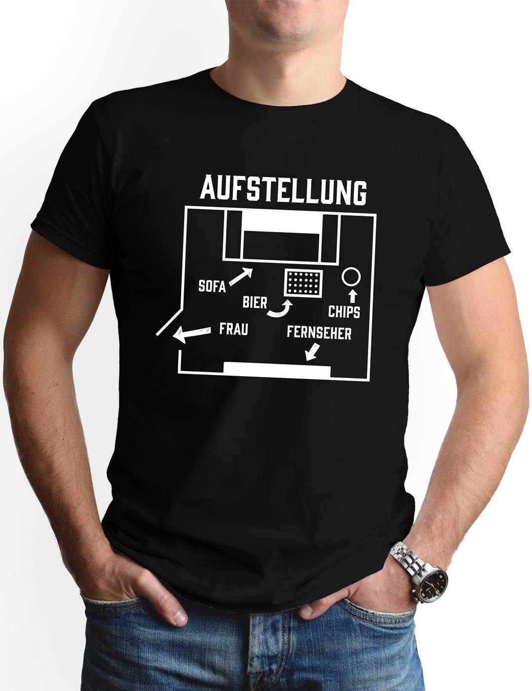 T-Shirt Herren - Aufstellung │ Sofa, Bier, Fernseher