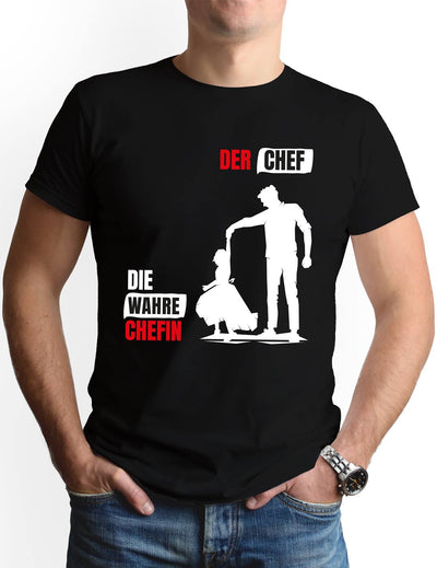 T-Shirt Herren - Der Chef, die wahre Chefin (Papa-Tochter)