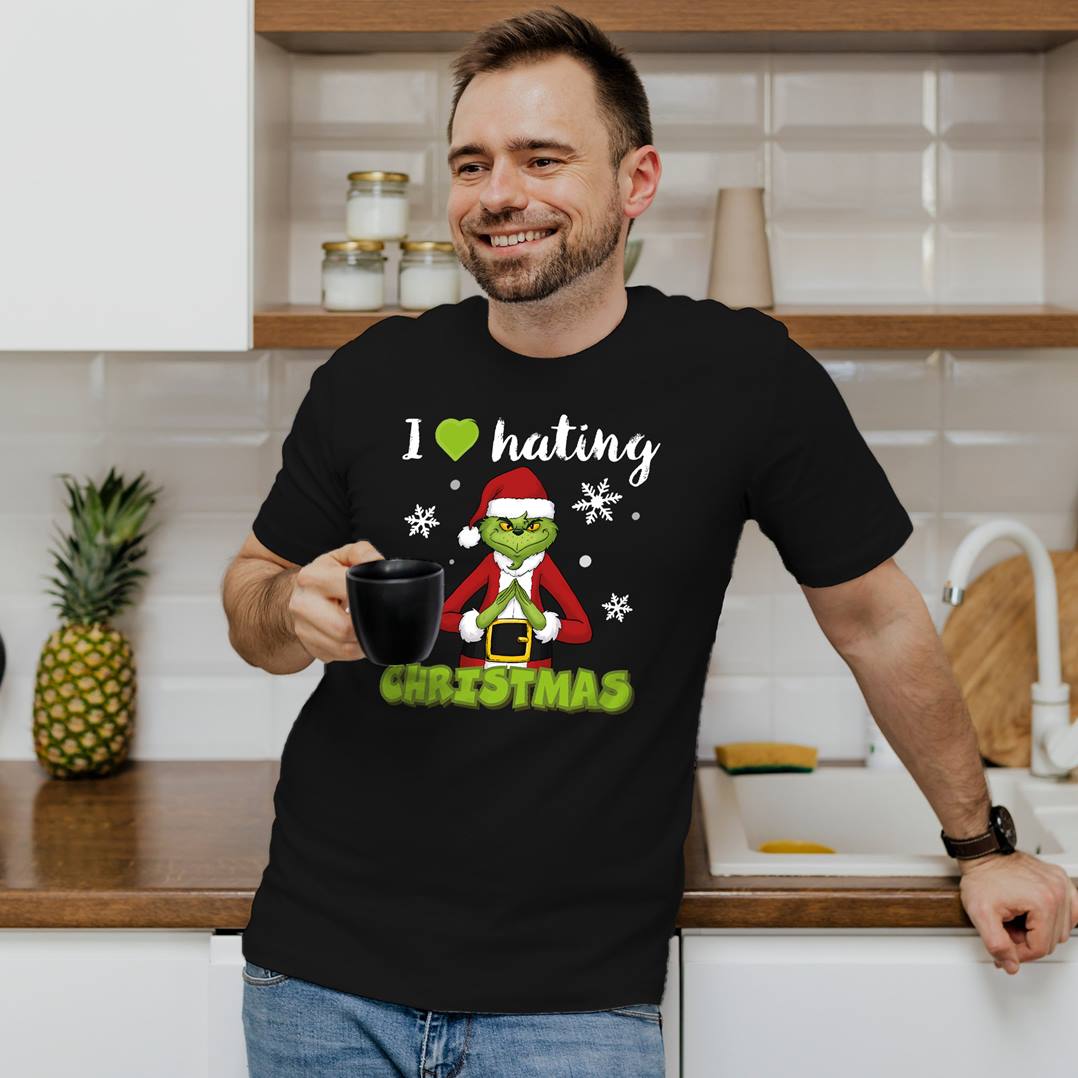 T-Shirt Herren - Grinch - I love hating Christmas