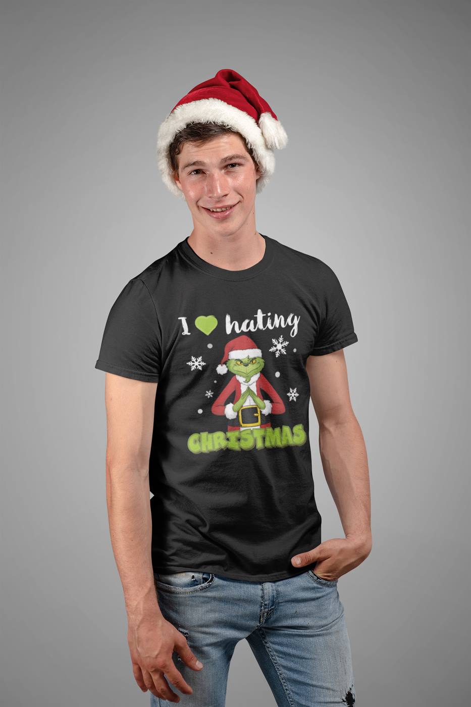 T-Shirt Herren - Grinch - I love hating Christmas