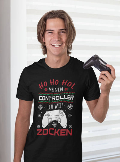 T-Shirt Herren - Ho Ho Hol meinen Controller, ich will zocken