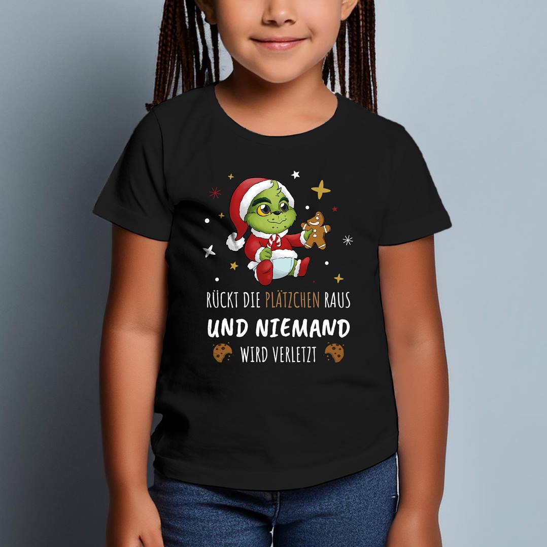 T-Shirt Kinder - Baby Grinch - Rückt die Plätzchen raus und niemand wird verletzt