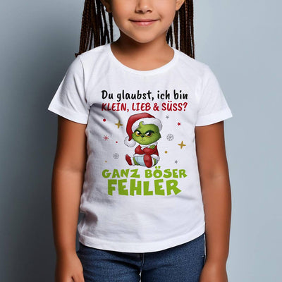 T-Shirt Kinder - Baby Grinch - Du glaubst, ich bin klein, lieb & süss? Ganz böser Fehler