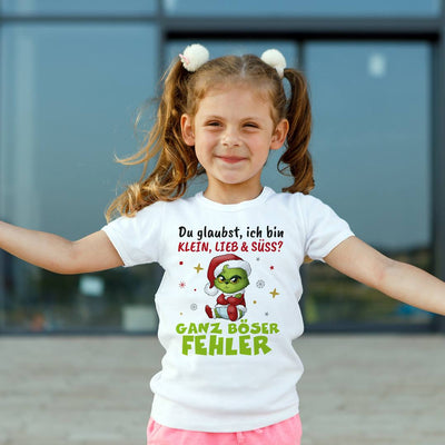 T-Shirt Kinder - Baby Grinch - Du glaubst, ich bin klein, lieb & süss? Ganz böser Fehler