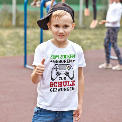 T-Shirt Kinder - Zum Zocken geboren Zur Schule gezwungen