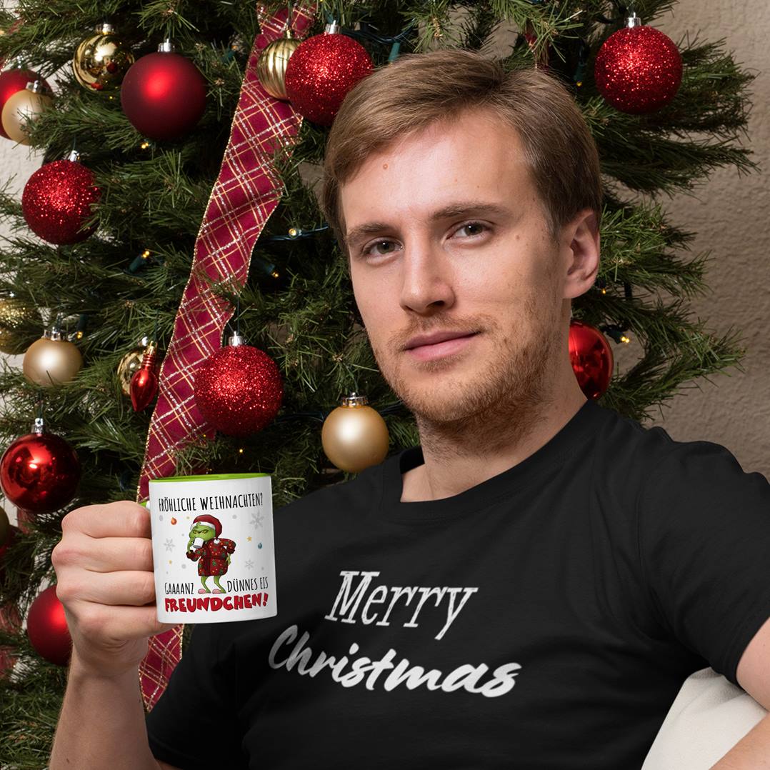 Tasse - Grinch - Fröhliche Weihnachten? Gaaaanz dünnes Eis Freundchen!