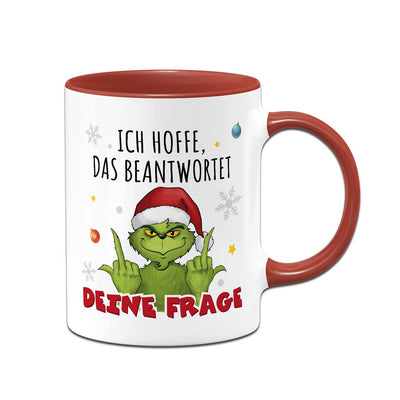 Tasse - Grinch - Ich hoffe, das beantwortet Deine Frage (Mittelfinger)