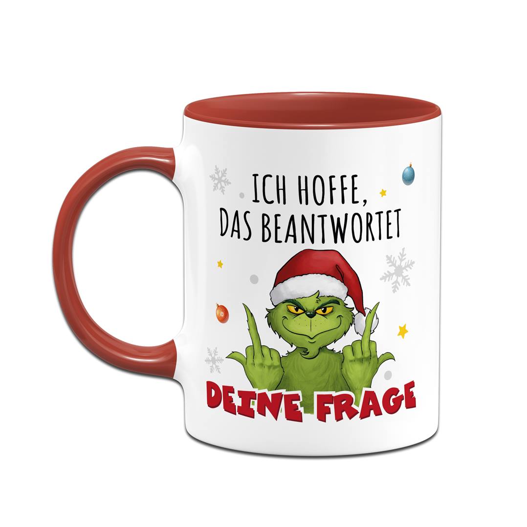 Tasse - Grinch - Ich hoffe, das beantwortet Deine Frage (Mittelfinger)