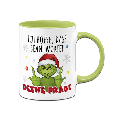 Tasse - Grinch - Ich hoffe, dass beantwortet Deine Frage (Mittelfinger)