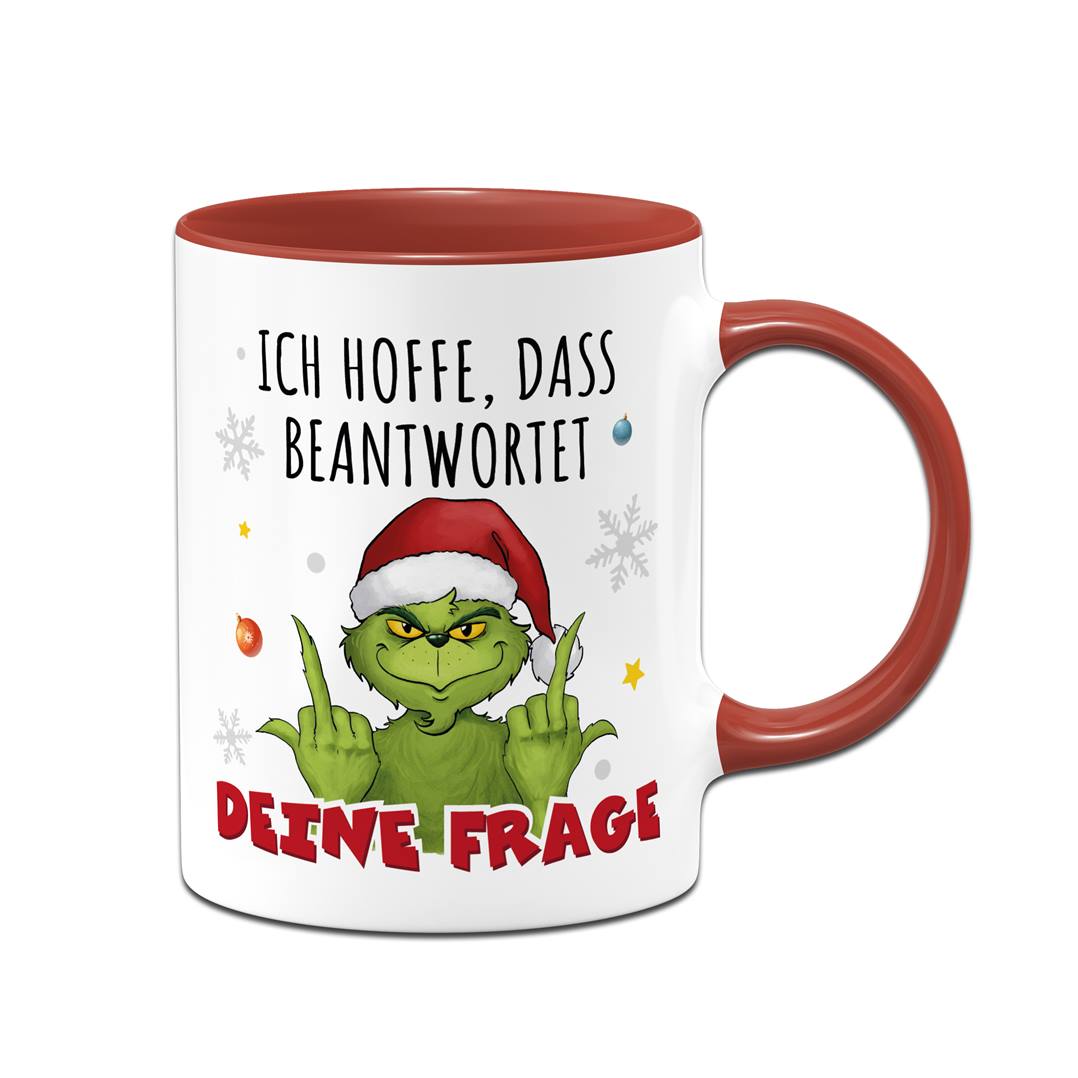 Tasse - Grinch - Ich hoffe, dass beantwortet Deine Frage (Mittelfinger)