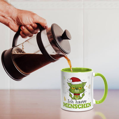 Tasse - Grinch Katze - Ich hasse Menschen (Mittelfinger)