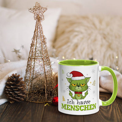 Tasse - Grinch Katze - Ich hasse Menschen (Mittelfinger)