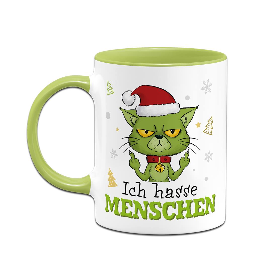 Tasse - Grinch Katze - Ich hasse Menschen (Mittelfinger)